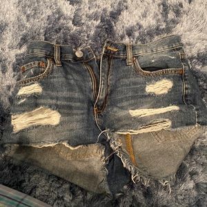 High rise shorty jean shorts